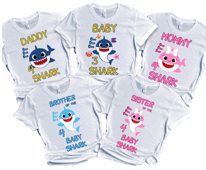 Baby Birthday Boy Girl Shark Shirt Family Matching Custom T-shirts Doodoodoo