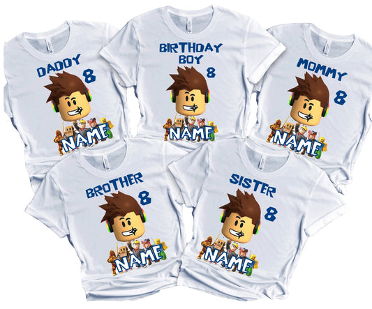 Birthday T-shirt Boy Robolox Family Matching Custom Shirts Name Age Gaming